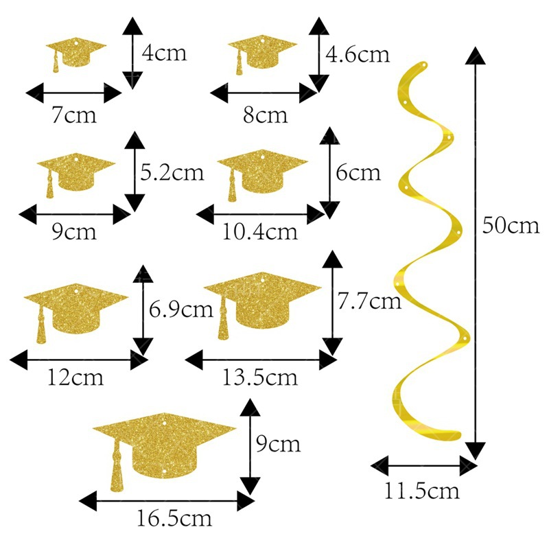 Nueva decoración de la fiesta de graduación campana de viento espiral colgantes de grados sombrero espiral colgante accesorios de decoración de graduación