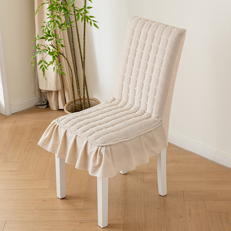 Nueva cubierta de silla de algodón grueso de lujo ligero de alto nivel de sensación de silla de comedor de algodón cubierta de taburetes todo incluido cubierta anti-gato universal
