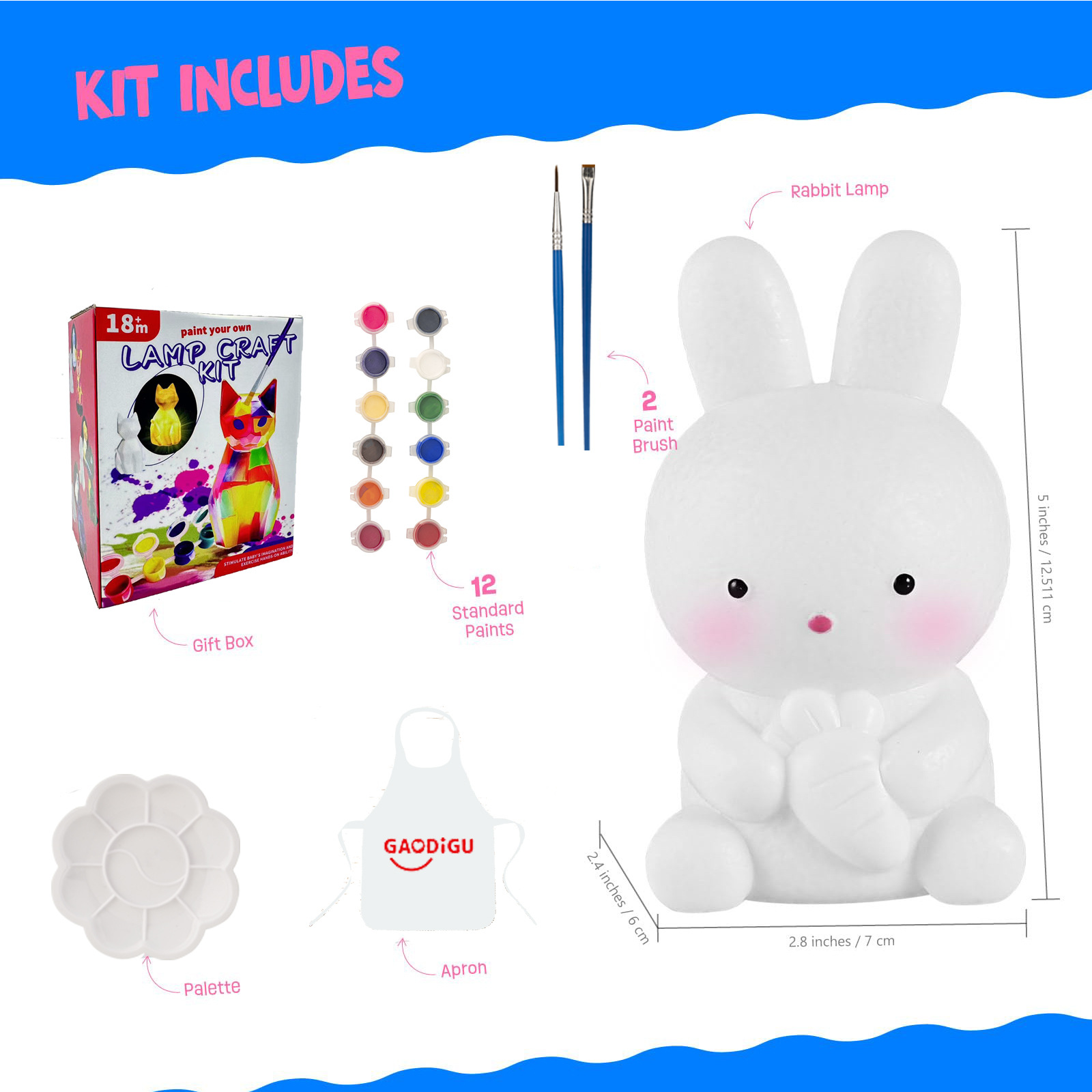 Unisex kinder DIY schilderij schilderij konijn nachtlampje verjaardagscadeau jongens en meisjes speelgoed handgemaakt kleur vulling spelen_voghion.com