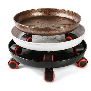 Thickened Metal Iron Mobile Flower Pot Tray Universal Wheel Base Round Wheel Flower Stand Chassis Flower Pot Tray Roller