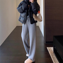 一条过冬 加厚一体绒高腰宽松直筒裤加绒阔腿裤女25秋冬新G102213