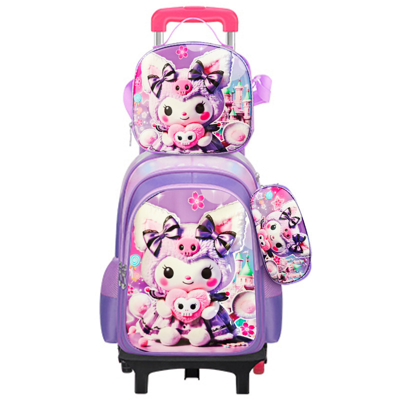 3DEVA transfronterizo de tres piezas de tirón mochila escolar de casca dura mochila escolar para niños niñas y niñas mochila escolar para niños caza demonios