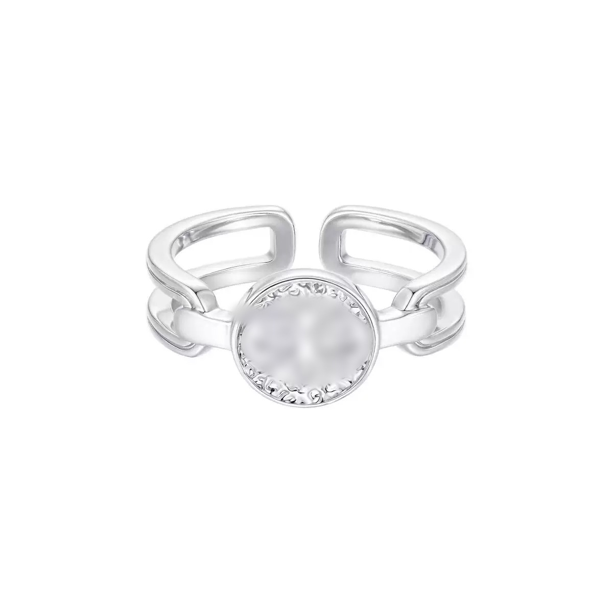 J0034 single gold coin ring silver
