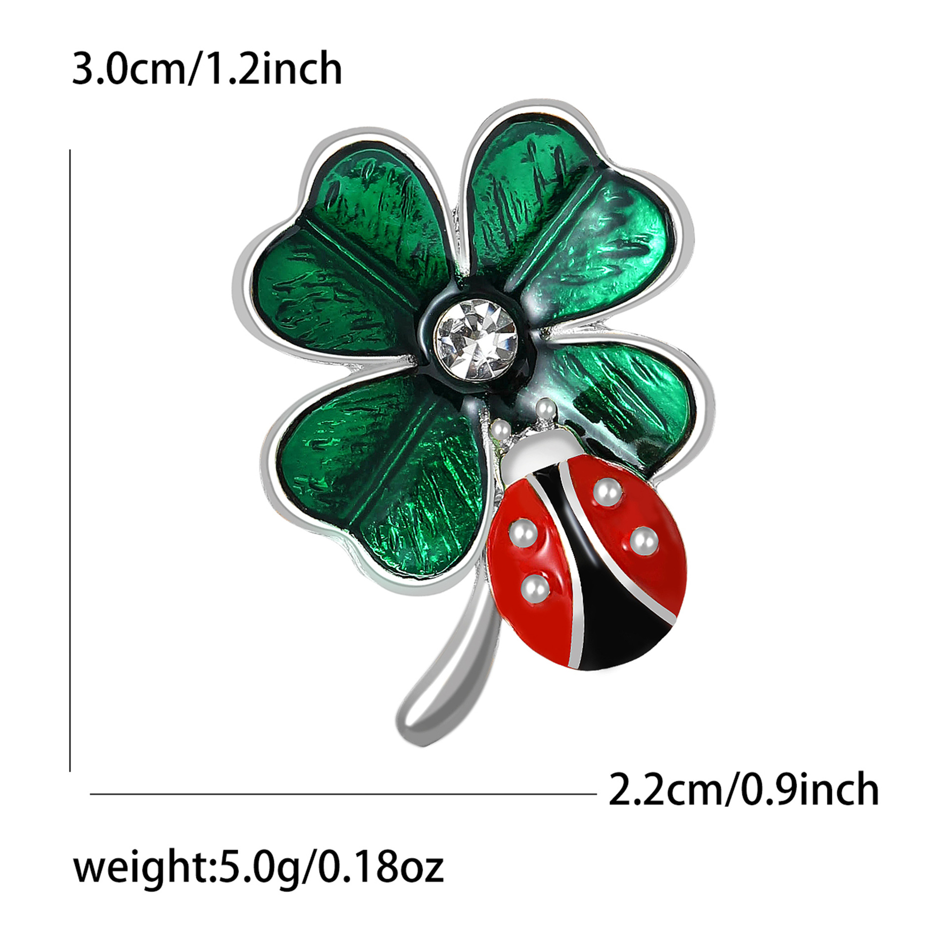 Cartoon cute fun alloy enamel ladybug four-leaf clover brooch exquisite creative men's and women's clothing corsage jewelry pins