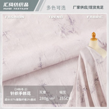 针织复合加绒加厚布料压花起泡印花布 国风汉服旗袍服装布料批发