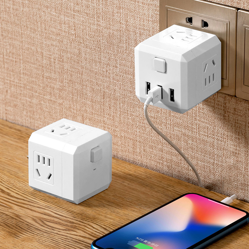 魔方插座转换器插头转接头多功能usb插座面板一转多家用无线排插