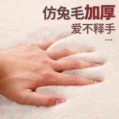地毯卧室仿兔毛加厚客厅茶几毯纯色简约毛绒房间床边毯飘窗地毯