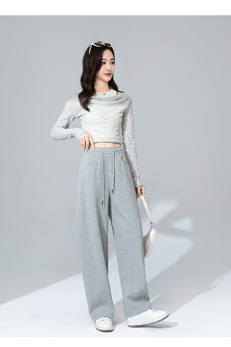 Quần thể thao ống rộng nữ cạp cao ống đứng dáng suông — Màu cà phê chi tiết 18