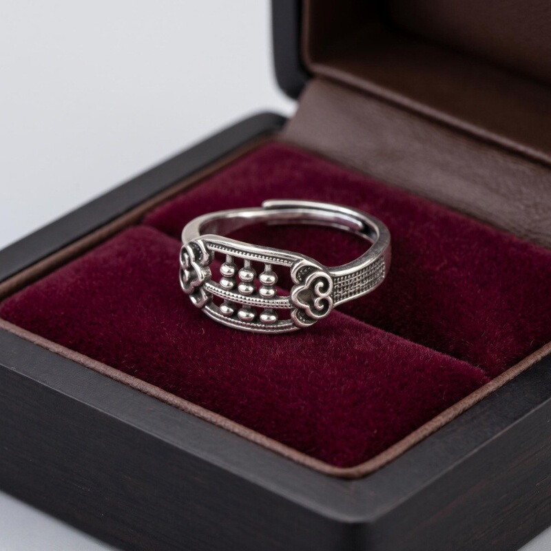 Live-Streamed Replica of Retro Chinese-Style Abacus Ring with Unique Cloud Design for Men and Women, Trendy Ring