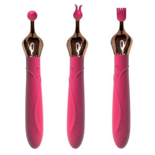 Double-headed Vibration Rod Crown Pointing Pen 10 Frequency Strong Vibration Massager Female Self-Lubricating Silicone Insertable Sex Toy 
