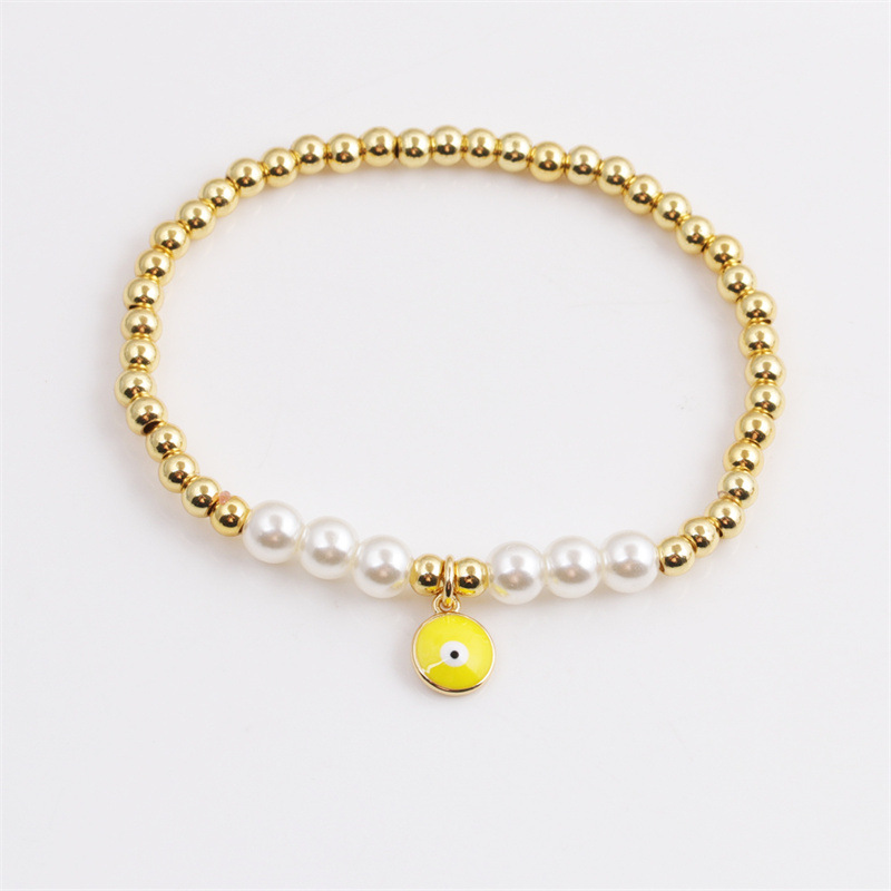 Korean copper-plated real gold dripping oil devilu0027s eye beads bracelet wholesale Nihaojewelry