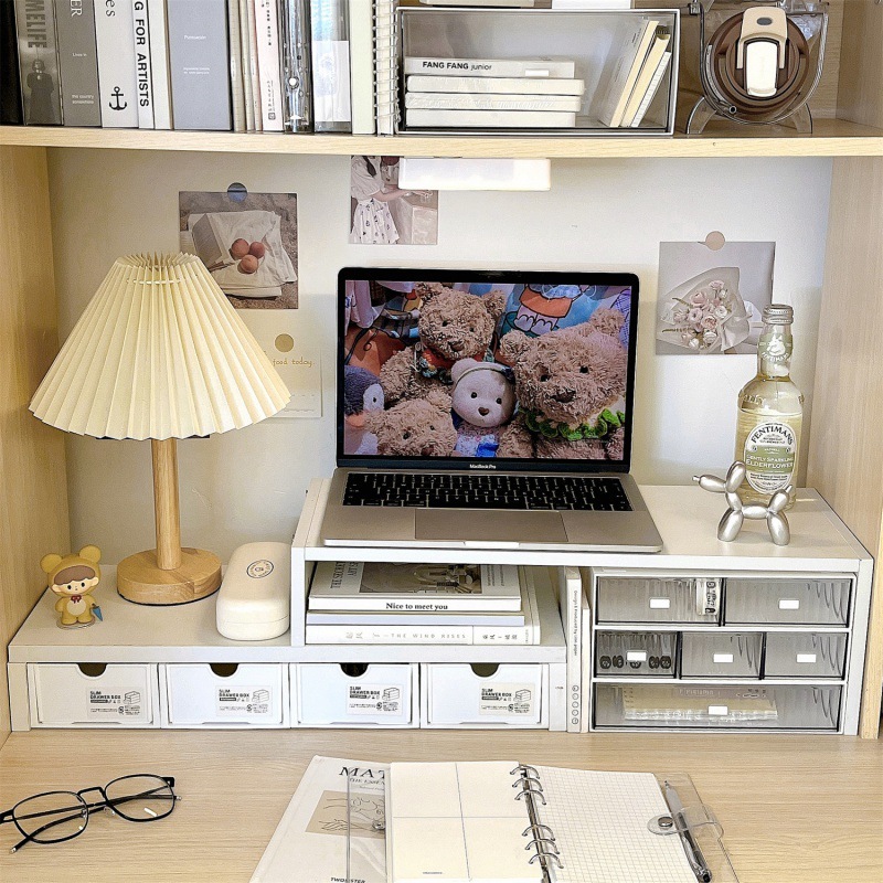 Double-Layer Desktop Storage Rack Computer Elevated Dormitory Desk Desk Renovation Good Things Student Workstation Storage