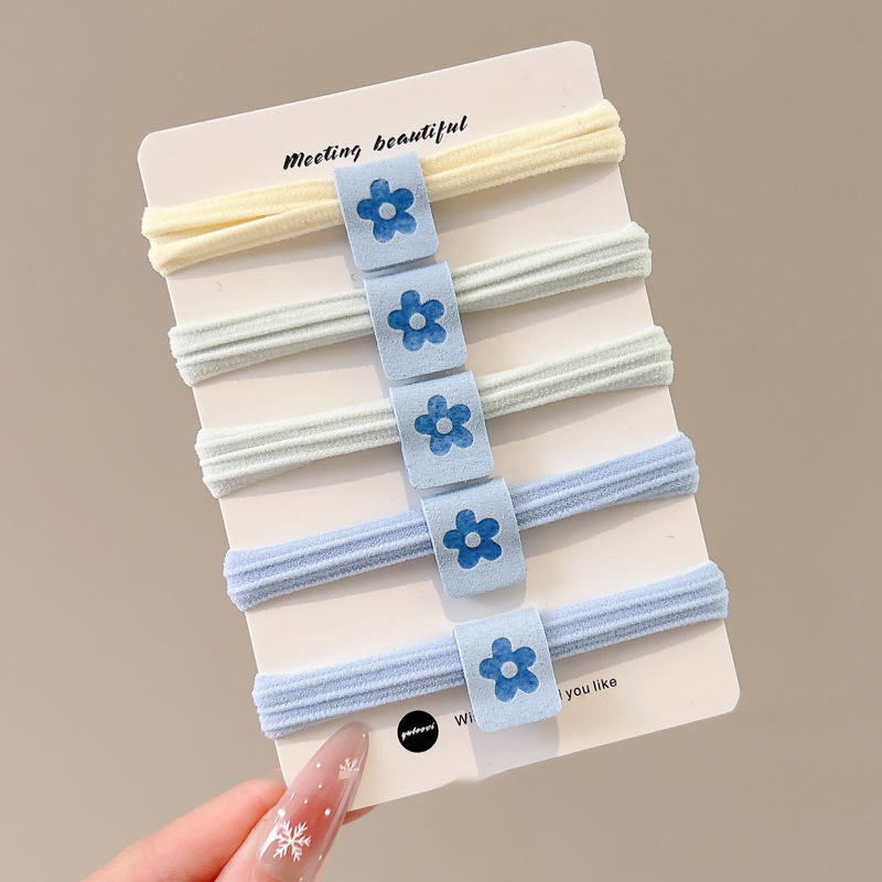 Cuerdas de cabello azul de sal de mar mujeres sin costuras, cuerdas de cabeza de alta elasticidad, anillo de cabello de correa simple y duradero, tocado de niña encantador