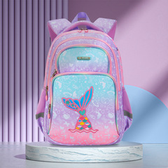 Cross-border Elementary School Student Backpack, Grades 1-3, 6 Female Child Large Capacity Children Backpack Gradient Fish Tail Dual Shoulder Bag