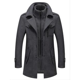 W 20191 Men's Double Collar Wool Coat ��ʿë�ش���
