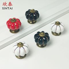 南瓜陶瓷拉手衣櫃櫥櫃床頭櫃櫃門鋅合金門把手創意白色抽屜小拉手