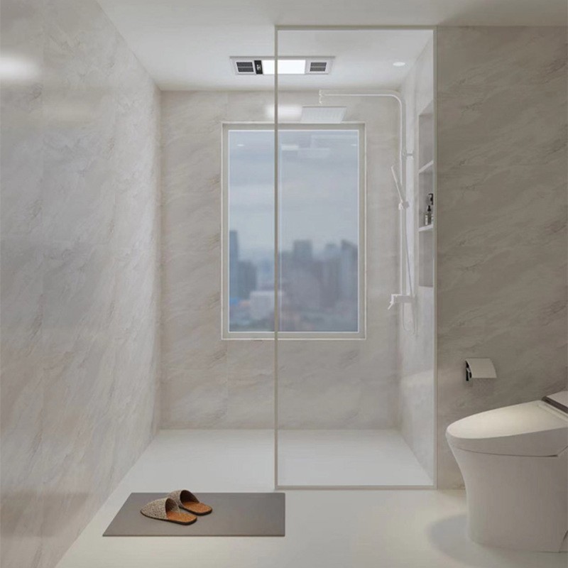 304极简边框淋浴房卫生间白色半隔断酒店式超白玻璃门屏风浴屏