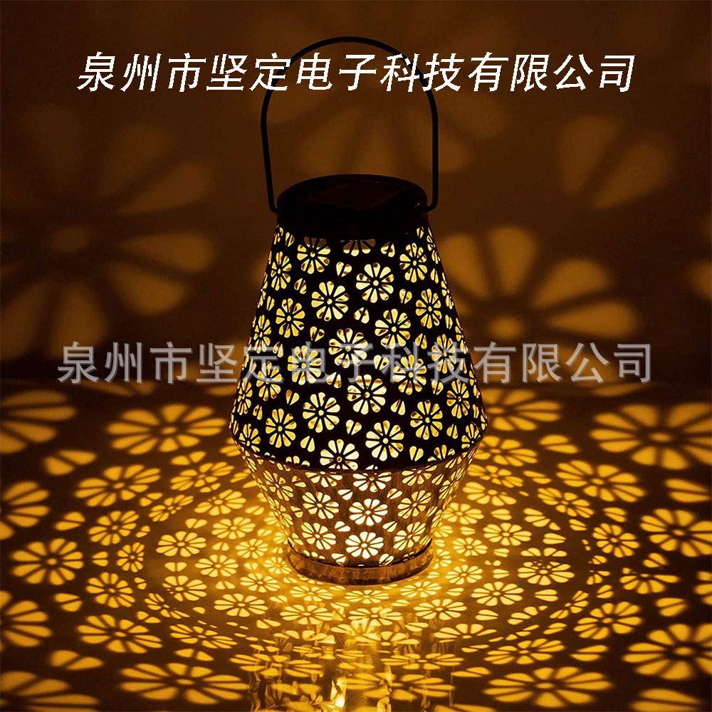 Amazon transfronteriza llevó la lámpara del árbol linterna solar al aire libre patio paisaje lámpara decoración hueco de hierro lámpara colgante