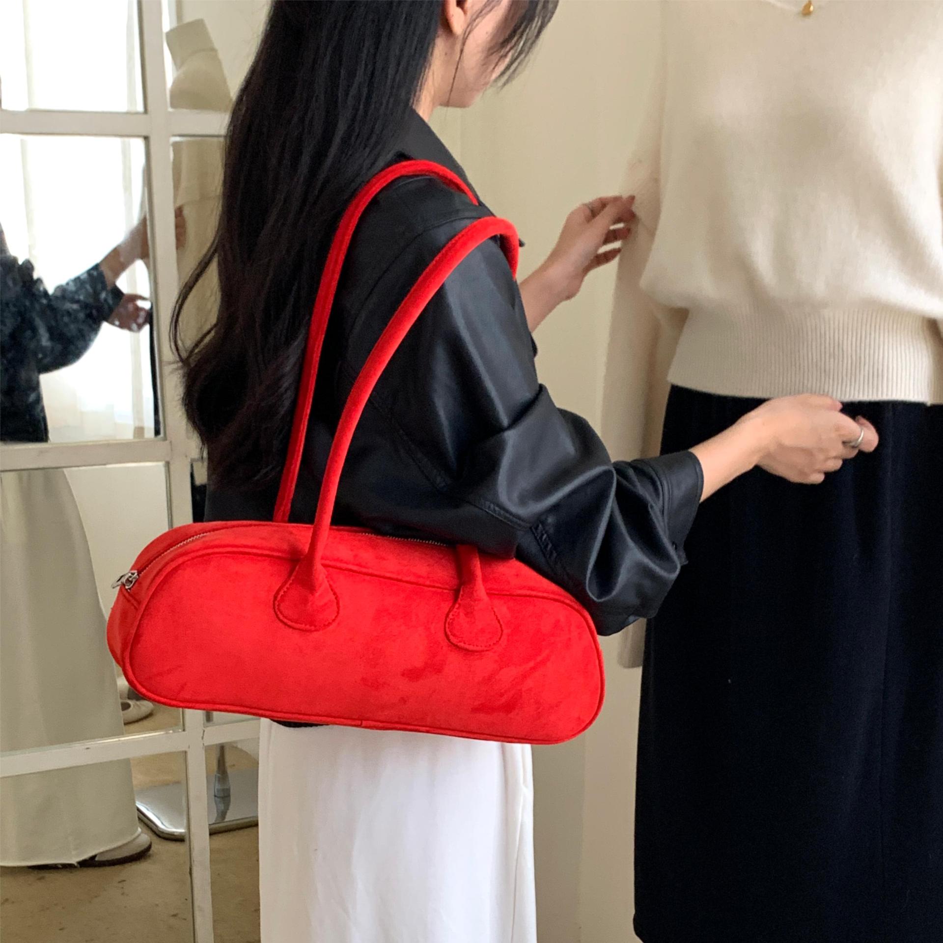 Cross-Border Baguette Underarm Bag For Women Fashion Retro Suede Niche Luxury Suede Handbag Shoulder Bag - Thumbnail 2