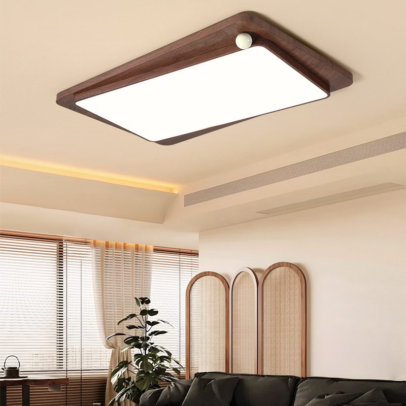 Luz principal de la sala de estar 2025 nueva lámpara de dormitorio de color de madera de nogal nuevo estilo chino protección ocular de espectro completo lámpara de techo de estilo antiguo
