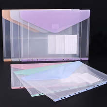 跨境新款文件袋魔术贴粘扣学生资料作业试卷收纳袋透明11孔活页袋