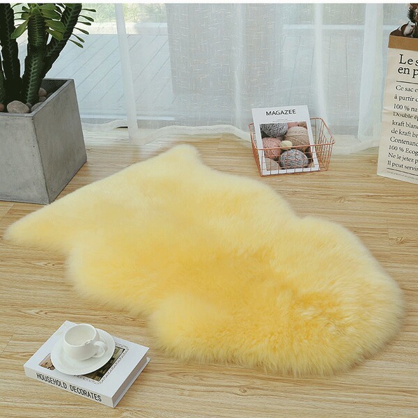 modern and minimalistic plush carpet sheepskin
