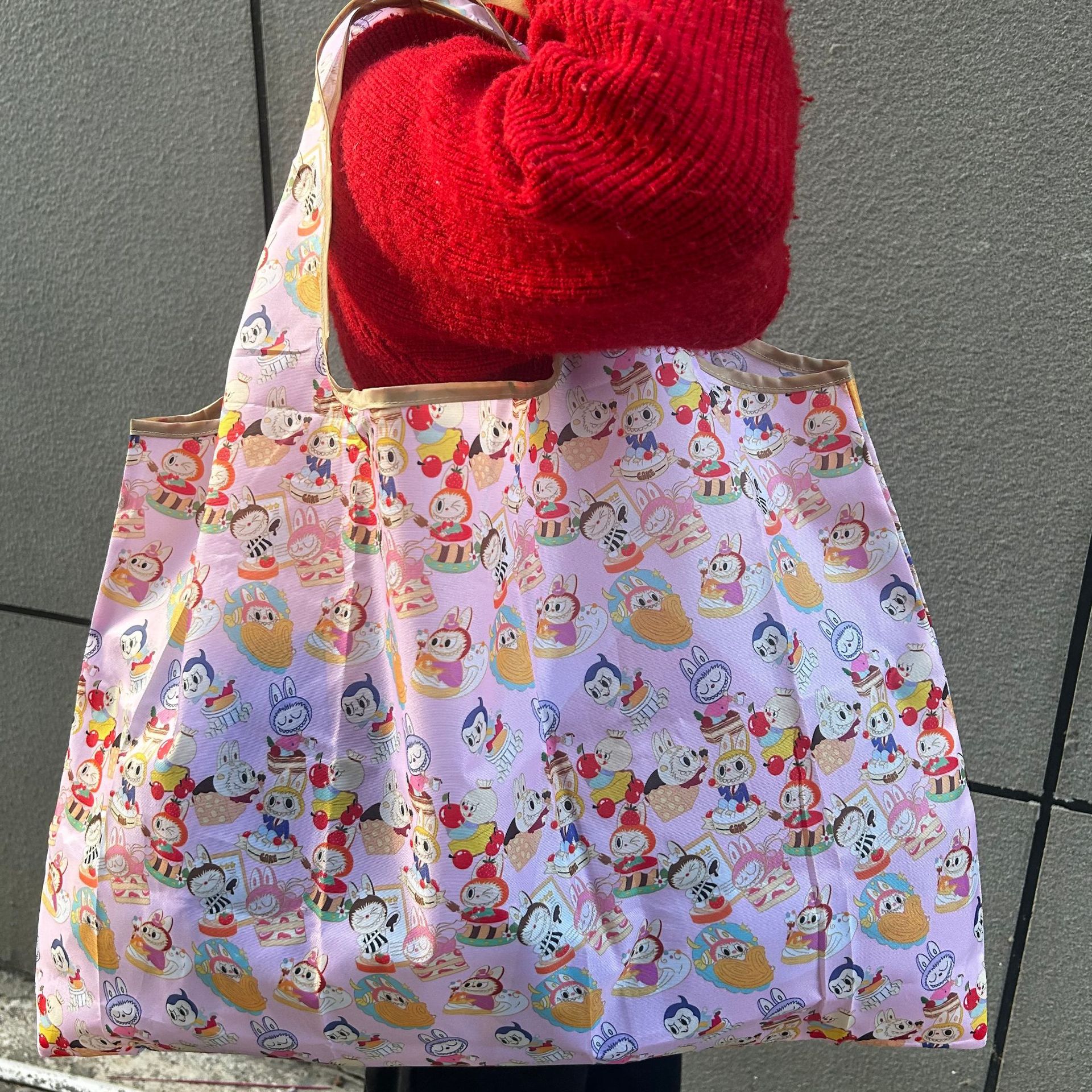 Bolsa de compras plegable de la protección del medio ambiente del paño de Oxford bolsa de almacenamiento portátil bolsa de supermercado grande bolsa de dibujos animados japonés