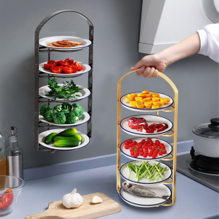 Kitchen Vegetable Storage Rack Vegetable Storage Artifact Cooking Dishes Multifunctional Table Top Multi-Layer Wall-Mounted Vegetable Shelf