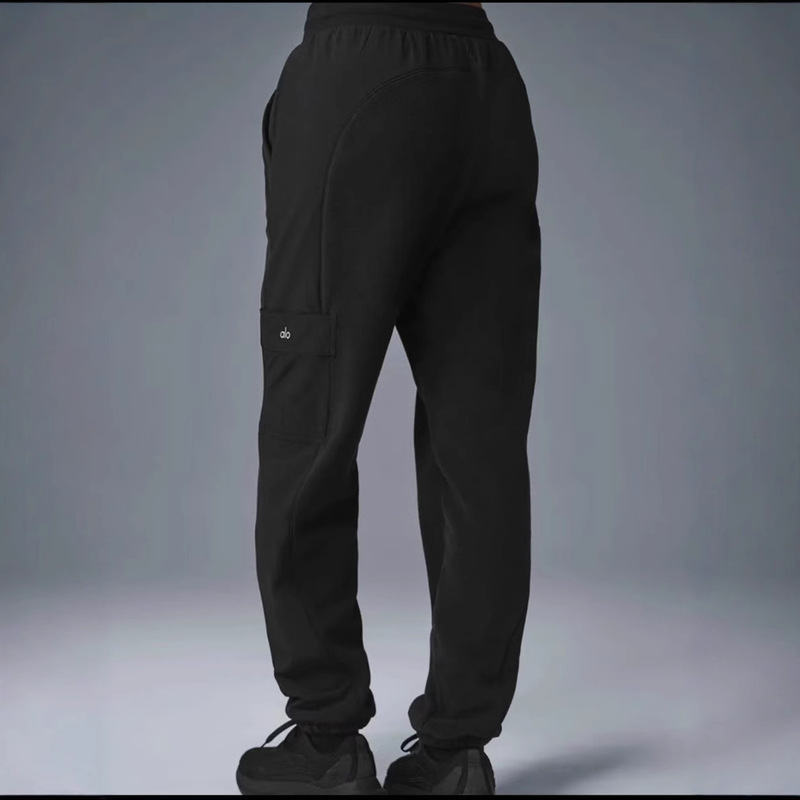 Alo Women's Arctic Fleece Double-Sided Fleece Side Pocket Fleece Sports Hiking Fleece Pants Winter Warm Sweatpants