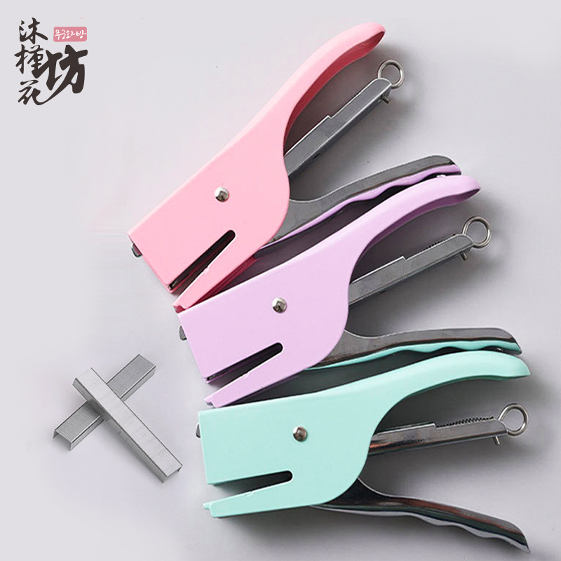 鲜花包装订书器省力型马卡龙色系手握订书机花束包装资材用品批发