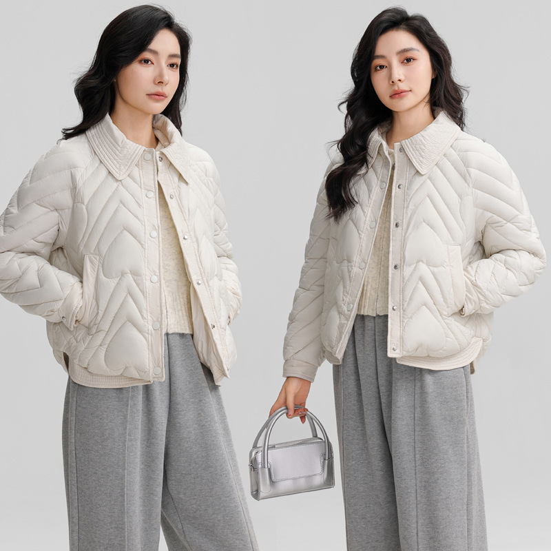 跨境棉服女翻领2024冬装新款娃娃领短款小众短款棉衣女棉袄外套女