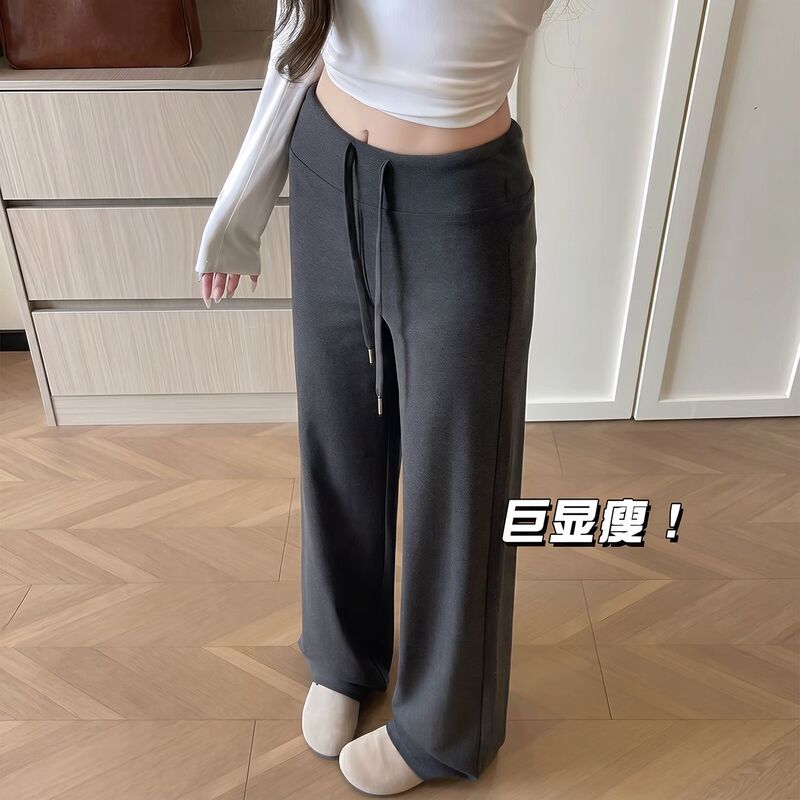 Gray Women's Sweatpants 2025 New High-Waisted Wide-Leg Drape Slimming Spring and Autumn Straight Narrow Casual Sweatpants Gray Women's Sweatpants 2025 New High-Waisted Wide-Leg Drape Slimming Spring and Autumn Straight Narrow Casual Sweatpants