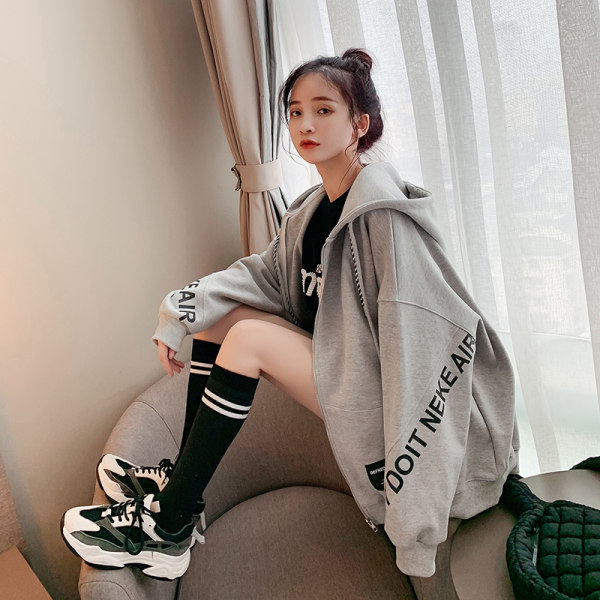Abrigo de Otoño de las mujeres de moda ins versátil flojo gordito niña más tamaño ropa de mujer 2024 Nuevo estilo coreano cardigan suéter Delgado image 3