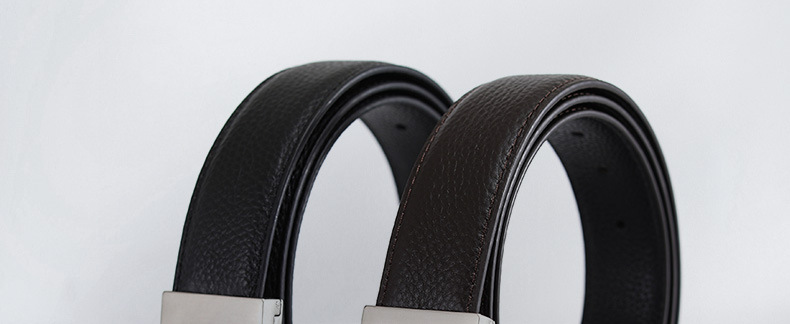 Men's belt made from top-grain cowhide, pin buckle, reversible buckle, double-sided genuine leather, versatile daily style belt for young and middle-aged men.