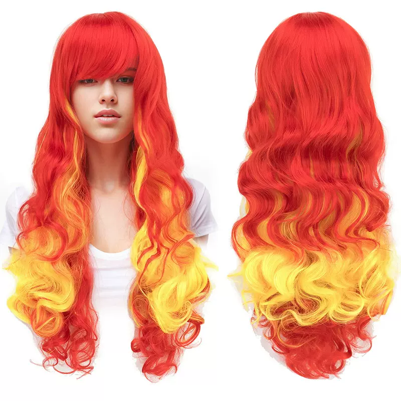 跨境新品假发 欧美女士万用长卷发彩色大波浪头套 批发