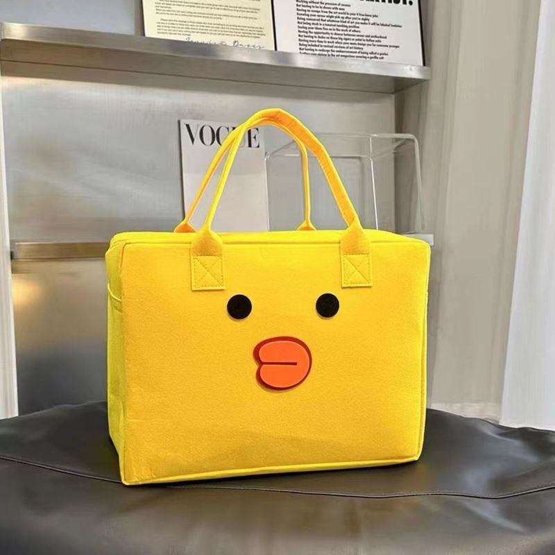 Cartoon Travel Bag Soft Girl Large Capacity Luggage Bag Lightweight Fashionable Korean Style Small Fresh Short-Distance Felt Portable Clothing