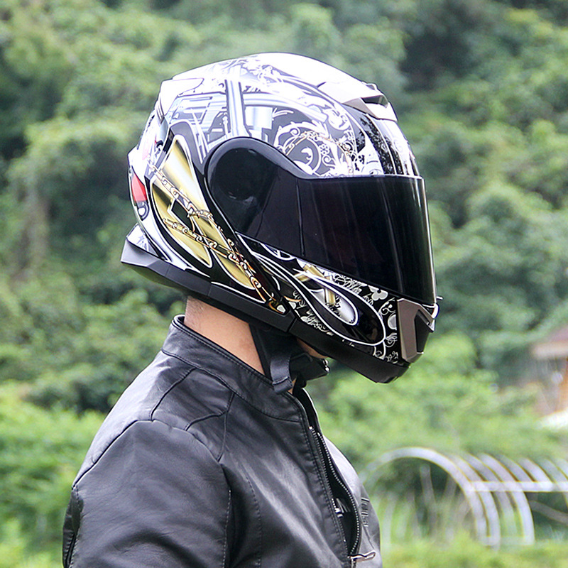 Motosiklet kaskı (dəbilqə) – Motuoche Full Face - black-missile-black-tea-lens-m