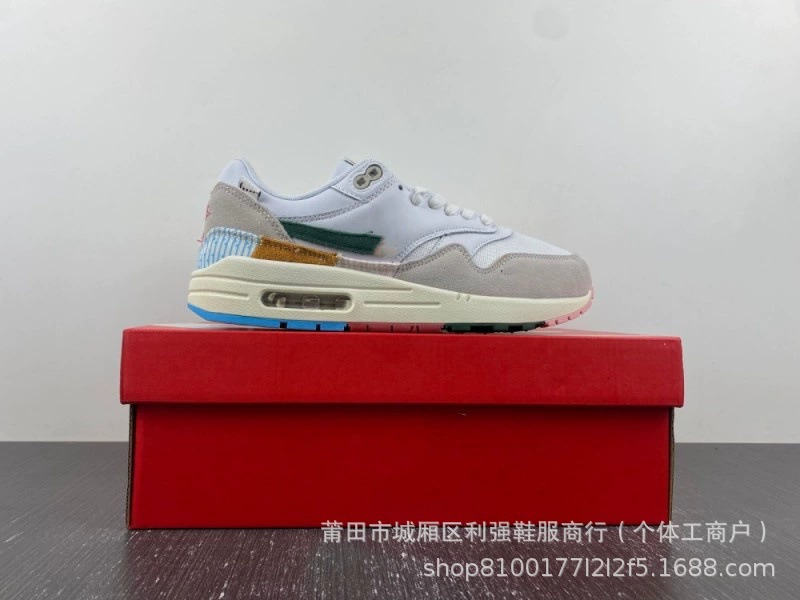 Чистый оригинальный TS x Air Max 1 световые ядра Радуга желтый крюк хаки высококачественная иностранная торговая обувь