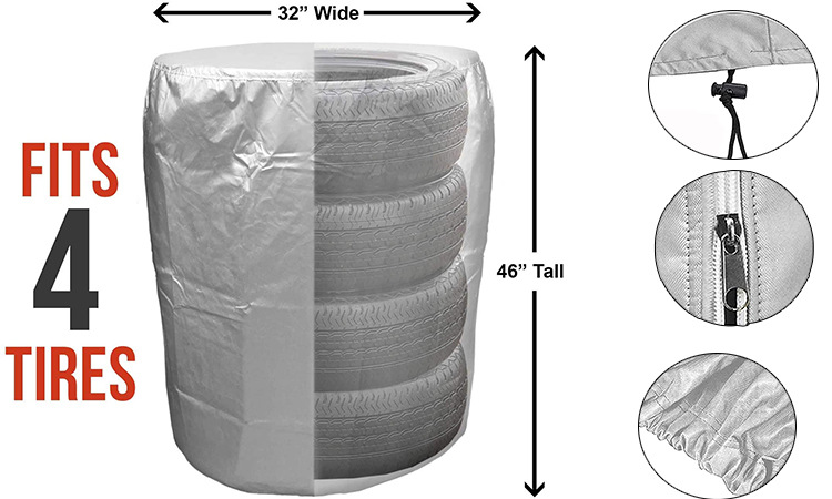 Amazon Cross-Border Tire Dust Cover Oxford Cloth Spare Tire Cover Oxford Cloth 4 Tires Stacked Sun Protection Cover