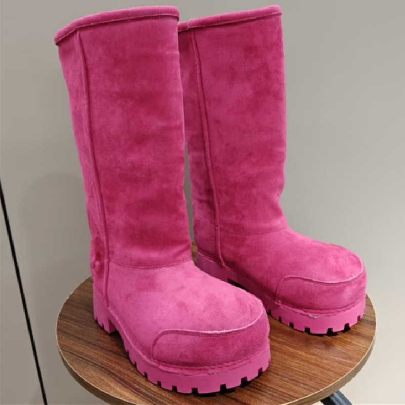 Pink winter warm high boots platform