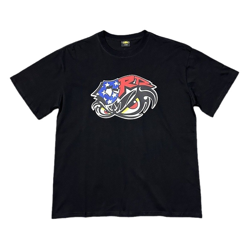 Transfronterizo nuevo corteiz manga corta Devil Island camiseta carta Logo impreso cuello redondo americano casual suelta media manga