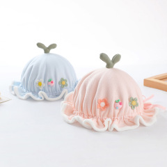 嬰兒春秋款遮陽帽女寶寶男冬季加厚漁夫帽新生兒可調節棉布盆帽