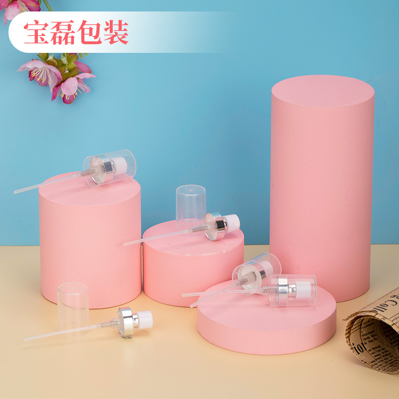 21牙卡口中泵半电化铝喷头 口腔喷雾PP塑料透明罩子镀银香水喷头