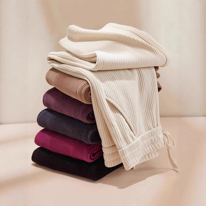 Corduroy White Fleece-Lined Wide-Leg Pants for Women 2025 Autumn and Winter Super Popular New Thickeneded Loose Slimming Look Narrow Straight Pants Corduroy White Fleece-Lined Wide-Leg Pants for Women 2025 Autumn and Winter Super Popular New Thickeneded Loose Slimming Look Narrow Straight Pants
