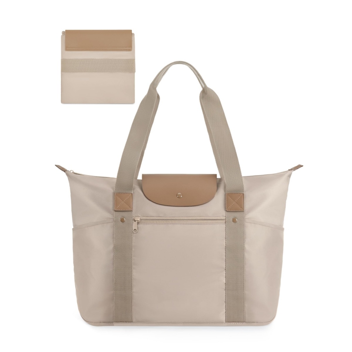 New women's compartments, foldable handbag with zipper, suitable for travel_voghion.com