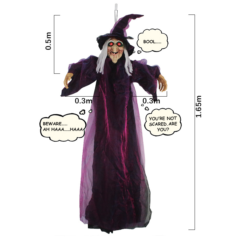 Halloween casa hechizada Decoración Accesorios horror diseño eléctrico luminoso LED activado por voz inducción bruja colgante fantasma bruja