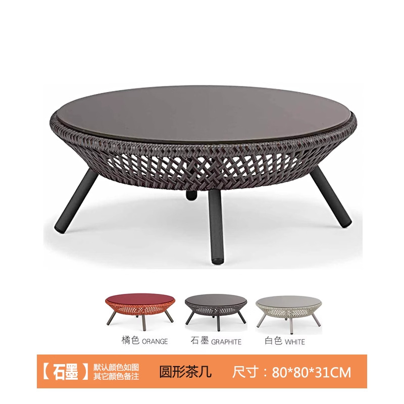 Silla de ratán al aire libre, balcón, mesa de centro, combinación de casa de familia, patio, muebles de jardín, villa, mesa y silla de comedor a prueba de lluvia al aire libre, juego de tres piezas