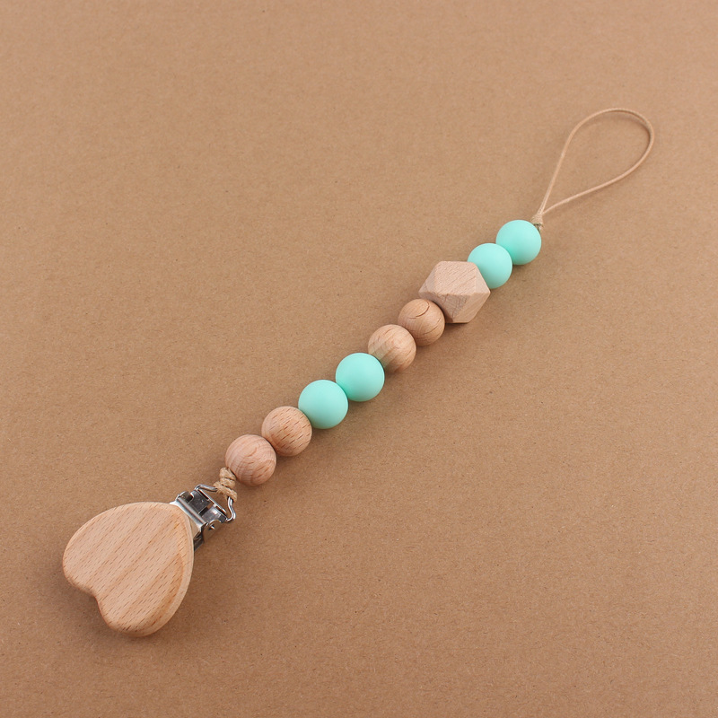 Nuevos suministros para bebés de dibujos animados amor haya chupete clip creativo bebé cuentas de silicona mordedura molar chupete cadena