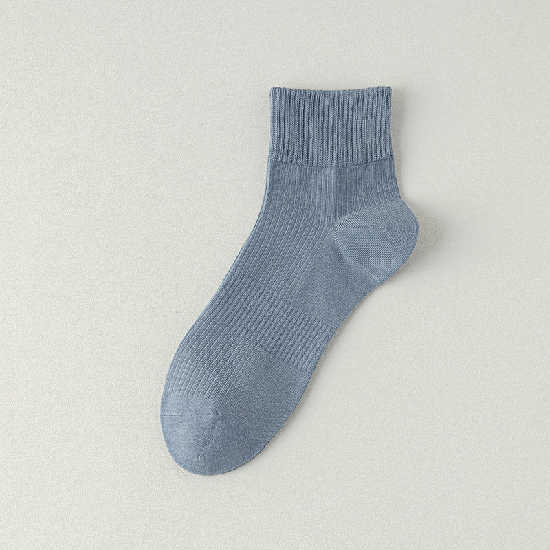 Calcetines de algodón de color sólido, calcetines de primavera y verano, paquete independiente de rayas, calcetines de hombre sin costuras.
