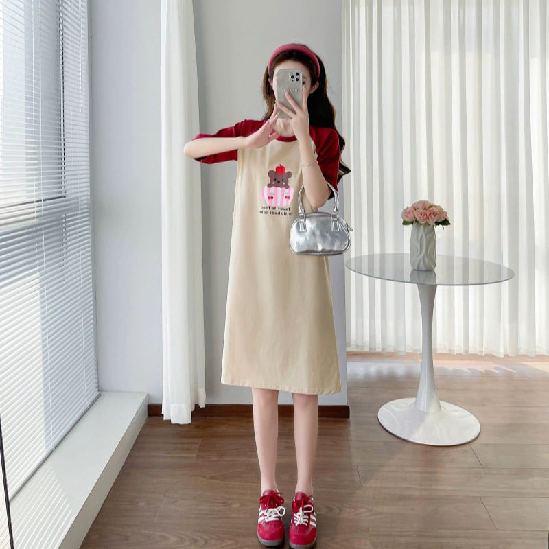 8645 летняя нижняя рубашка с короткими рукавами и рукавами с принтом для кормления